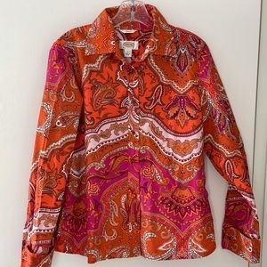 Talbots PL, paisley, french cuff button down